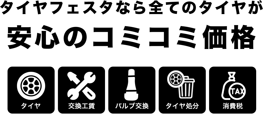 大和・湘南・平塚・綾瀬・横浜・川崎・厚木・海老名・伊勢原・相模原 タイヤフェスタなら全てのタイヤが安心のコミコミ価格